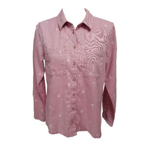 Women's WHITE STUFF Pink & White Button Down Shirt Size 6